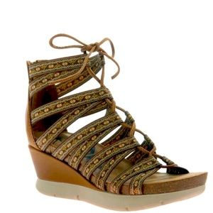 OTBT Lace up and Zip Back Wedges